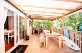 Großes Mobile Home Familien Surfcamp Moliets